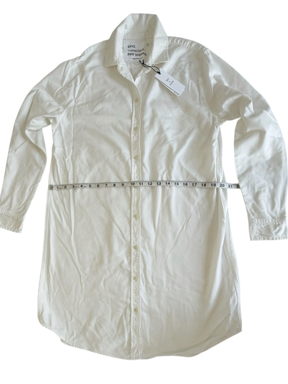 Unsubscribed White Oxford Shirt Dress S 100% Cotton Button Down Minimal NWT - Picture 11 of 16